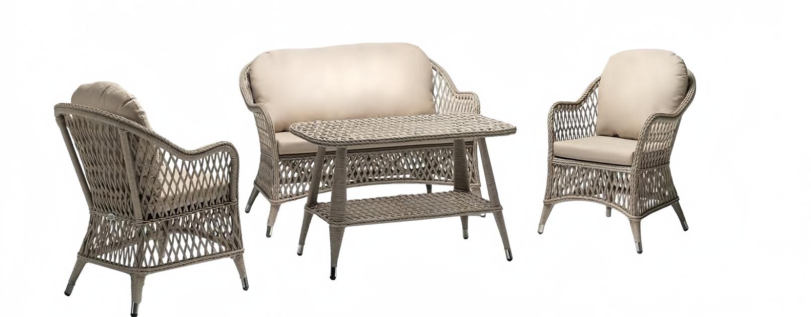 Garden furniture sofa 2-seater robust garden rattan set coffee table 2x armchairs