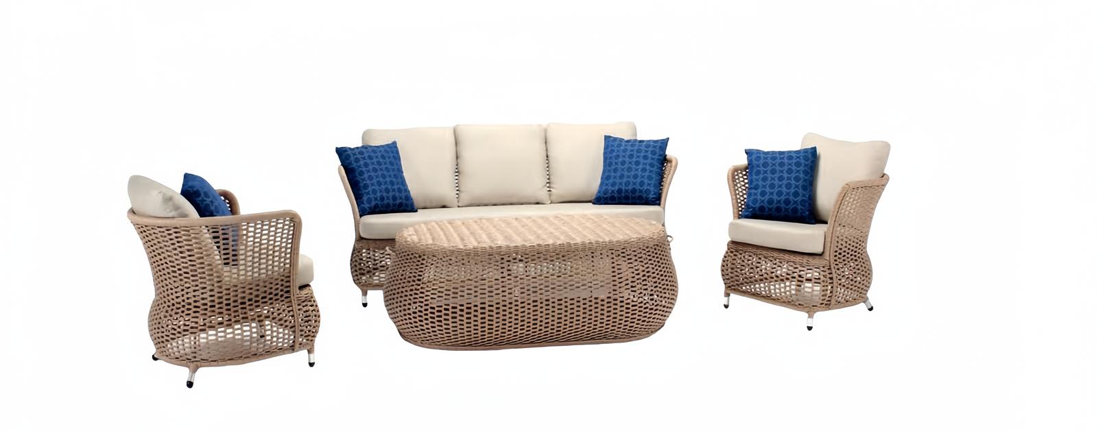 Sofa set seating group outdoor lounge set furniture poly rattan garden furniture 4 pieces