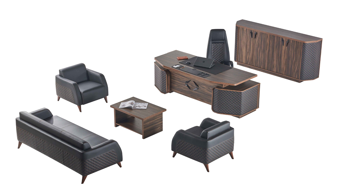 Office room set complete sofas desk sideboard office couch leather