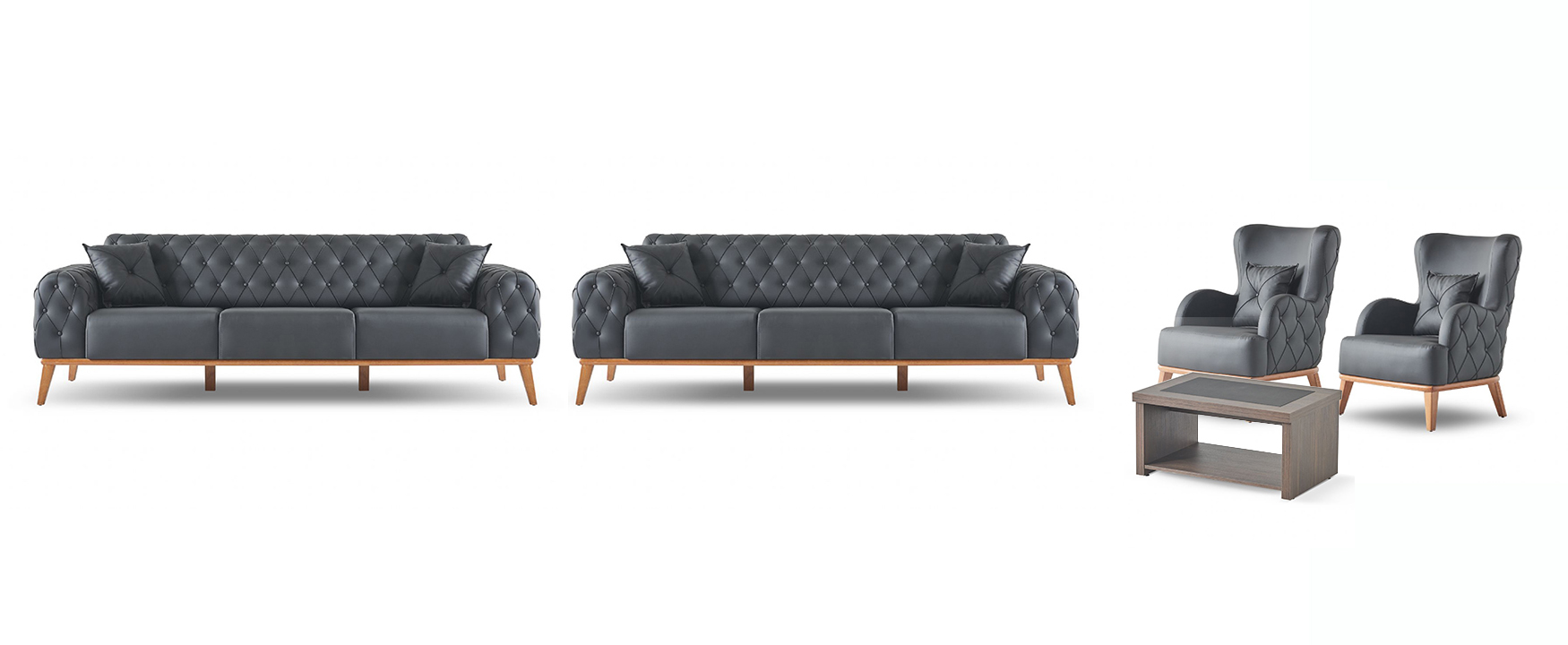 Modern office set luxurious 2x 3-seater designer armchairs table