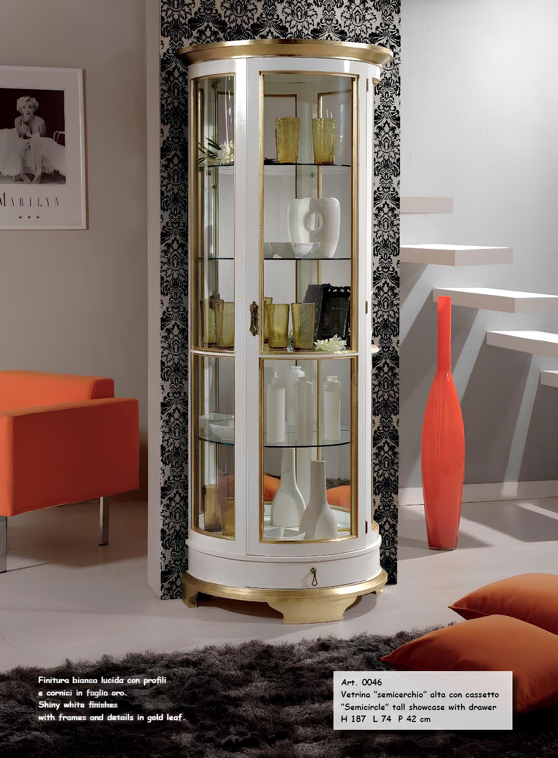 Luxury Single Display Cabinet White Cupboard Single-Door Glass Cabinet Wooden Furniture Cabinets New