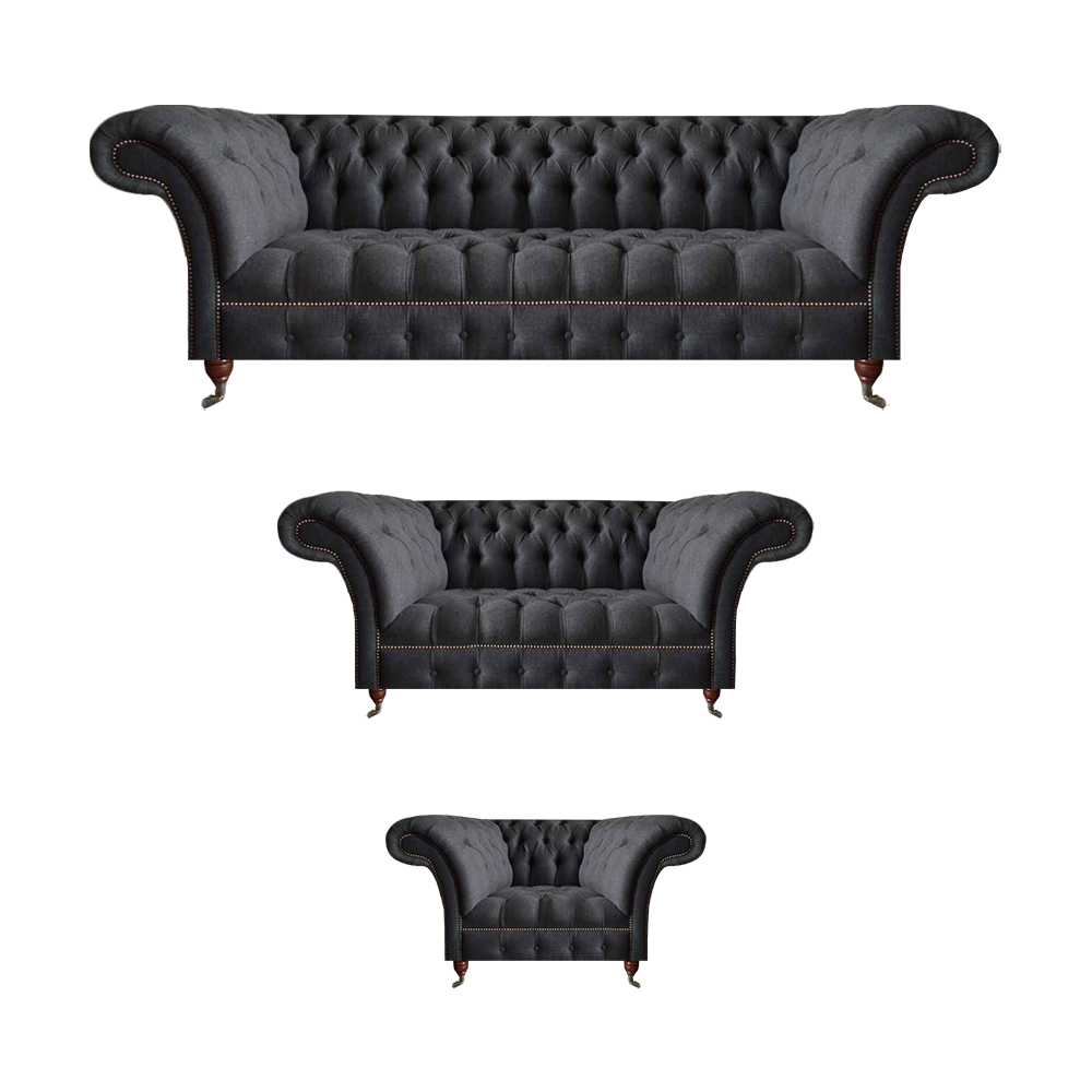Noble Chesterfield black couch set upholstered furniture living room sofas