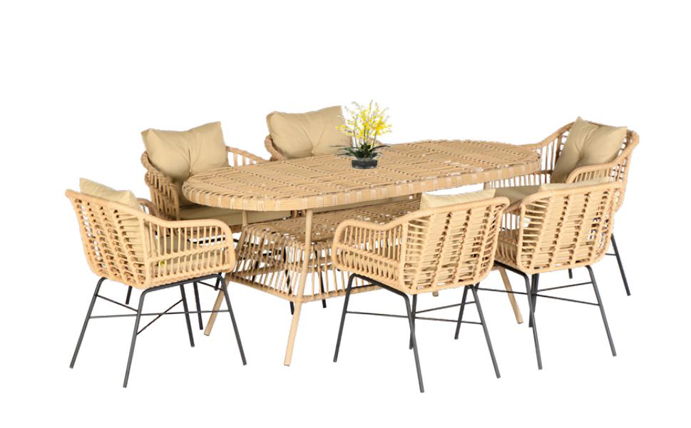7-piece garden furniture dining table chair terrace balcony luxury high-quality set