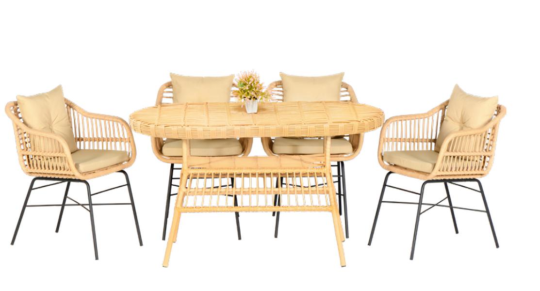 Dining table 4x chairs garden furniture set 5 pieces luxury design ensemble for terrace balcony