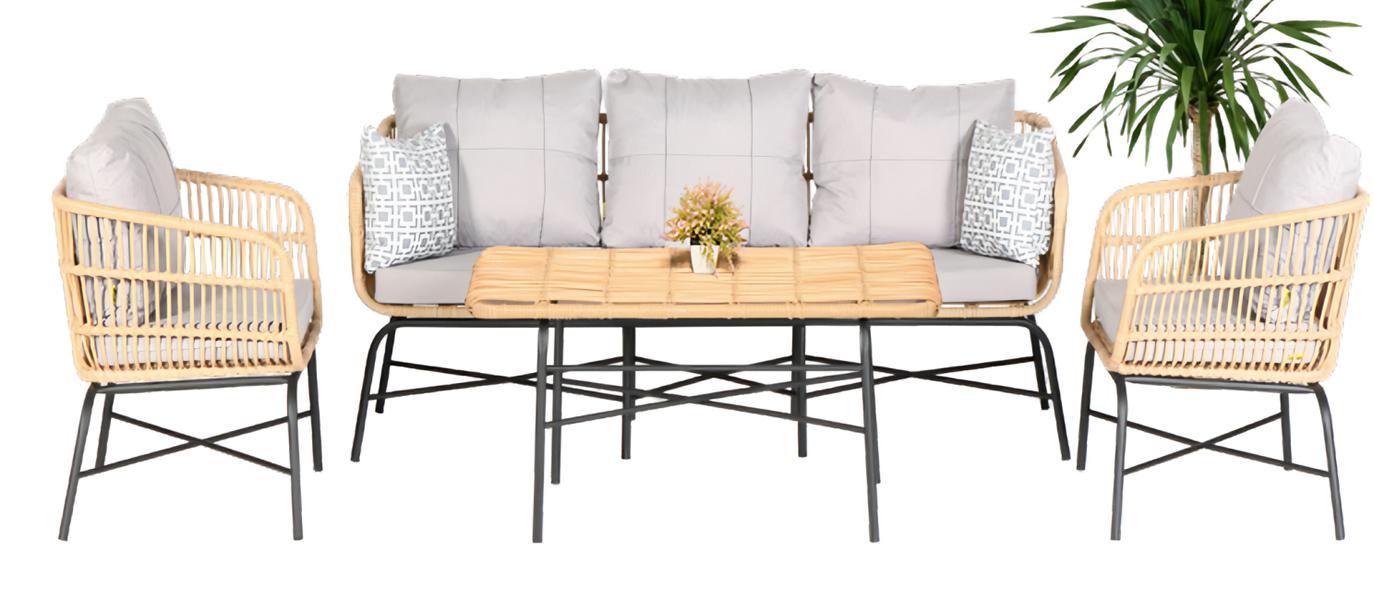 4-piece garden furniture sofa set table chairs veranda seating groups dining table new