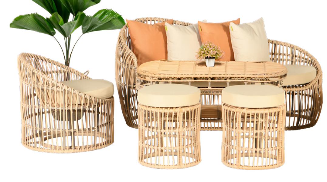 5-piece garden furniture sofa set table stool armchair veranda seating groups modern new