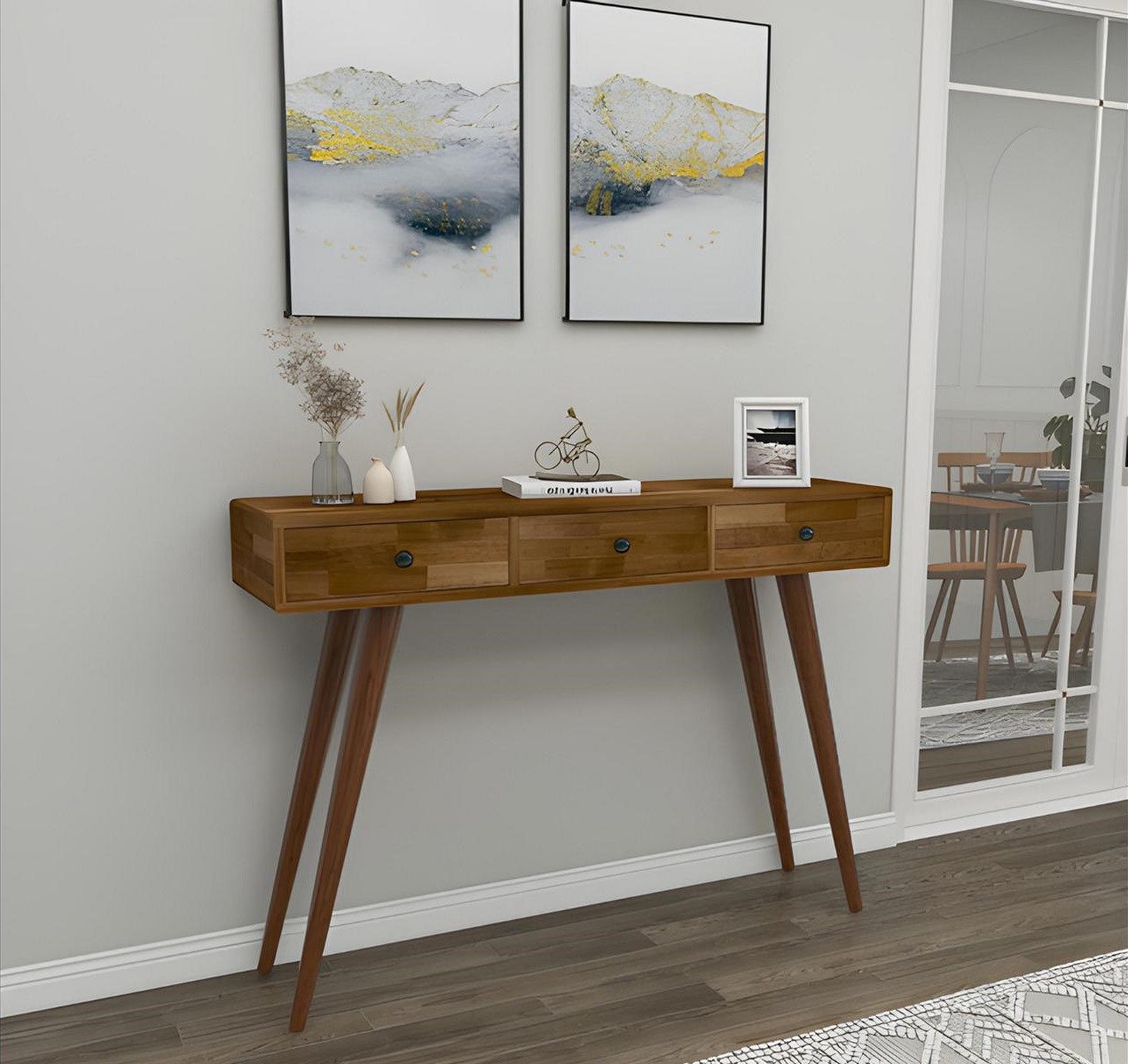Modern High-Quality Console Table Brown Wooden Table Bedroom Designer Furniture