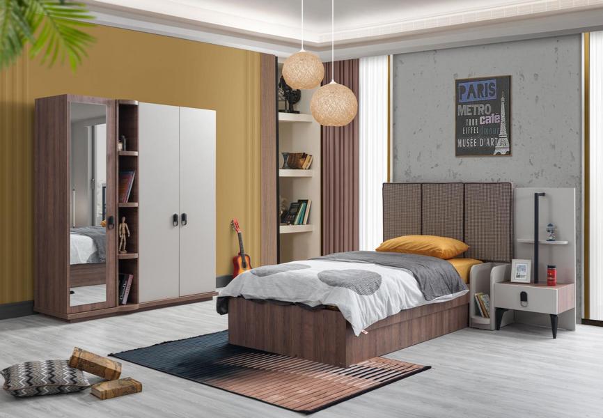 Children\'s room set bed nightstand wardrobe brown modern high-quality furniture