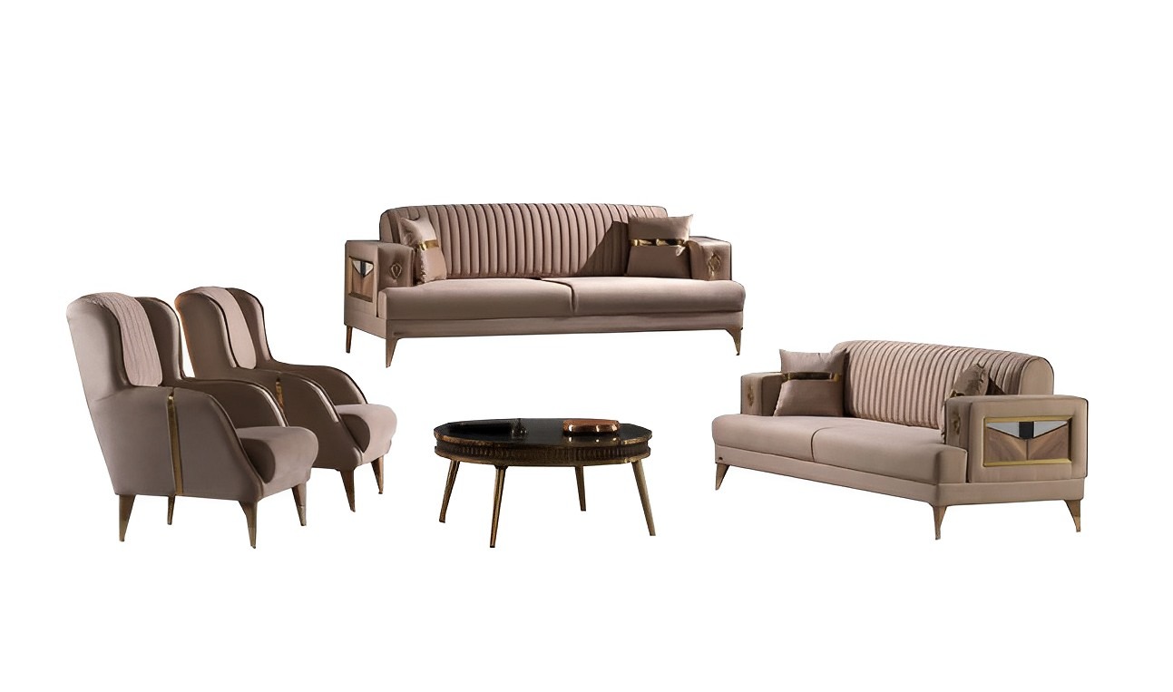 Sofa set 3+1+1 seat living room set 3 pieces modern beige style