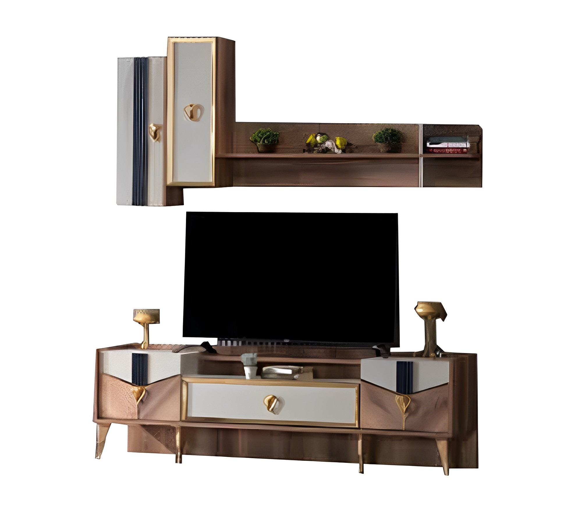 Dining Room Set TV Cabinet + Shelf 2-piece Storage Wooden Furniture Modern Interior