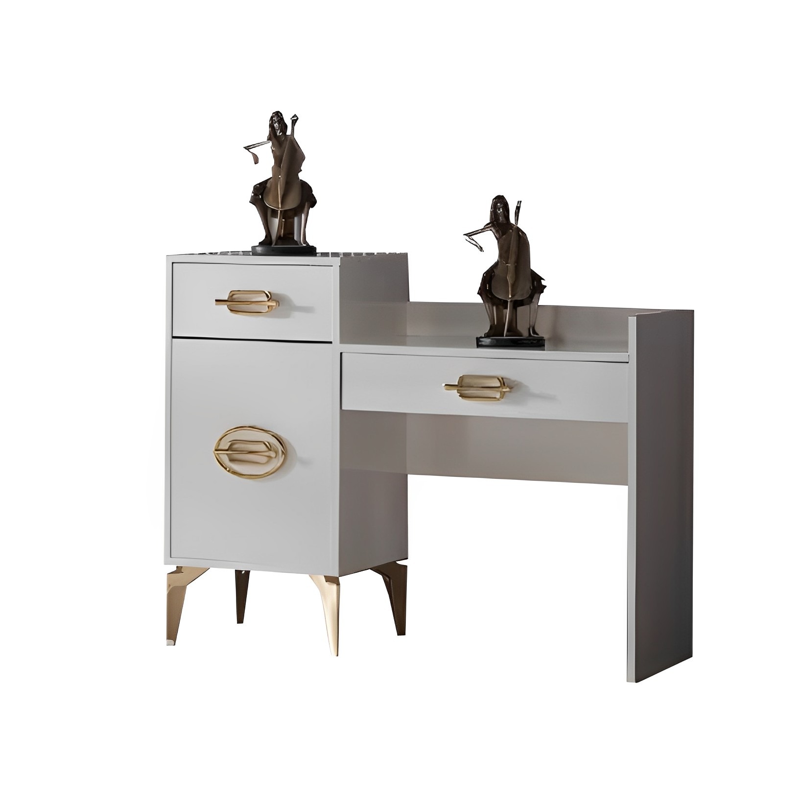 Bedroom set vanity elegant cosmetic table makeup table white 2-piece.