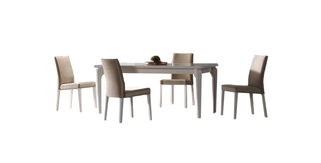 Dining room set dining table 4x chairs table dining groups beige stainless steel 5-piece furniture