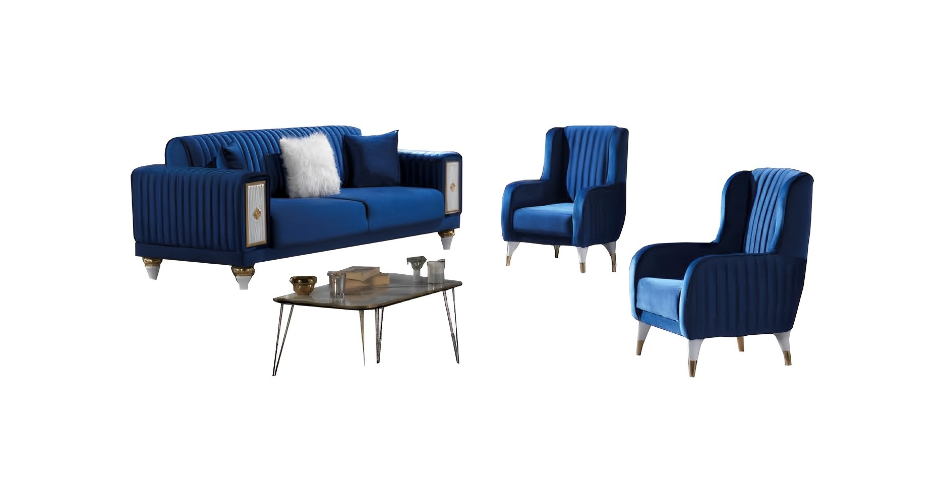 Living room set three-piece sofa, 3-seater sofa, upholstered furniture, 2 armchairs, 3-piece set.