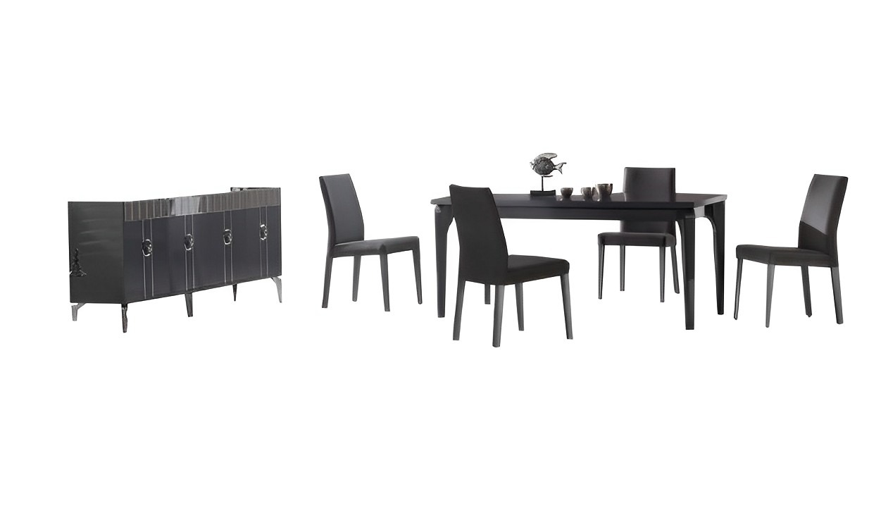 Dining room set dining table 4 chairs sideboard 6 pieces modern furniture gray designer furniture.