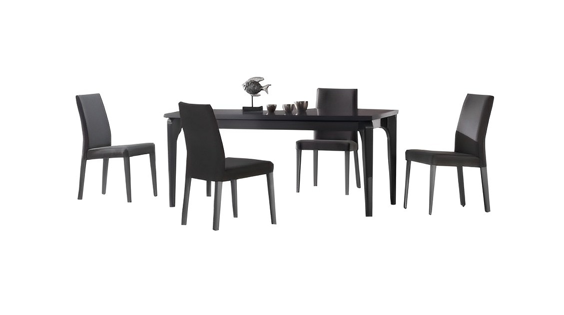 Dining room set dining table 4x chairs table upholstered chairs black stainless steel 5-piece