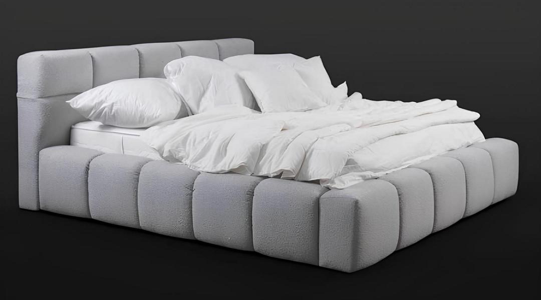 Bedroom double bed 180cm mattress gray modern style wood