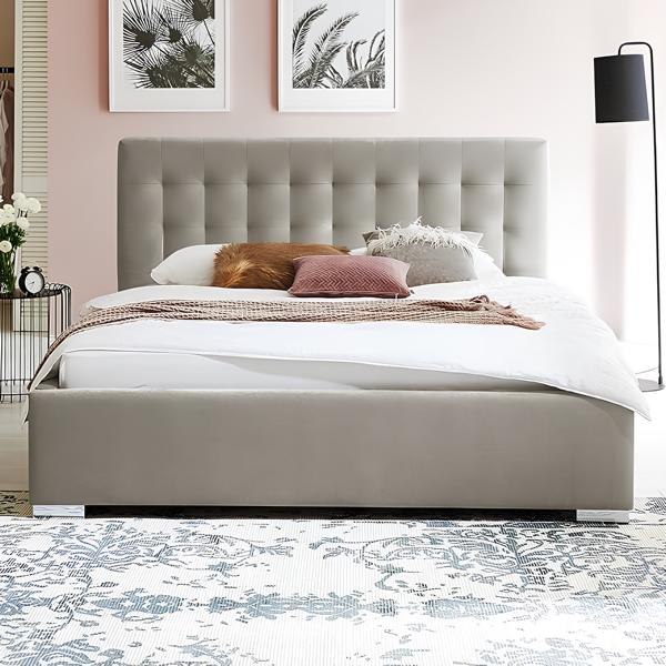 Double bed bedroom 180cm mattress gray Chesterfield style high quality