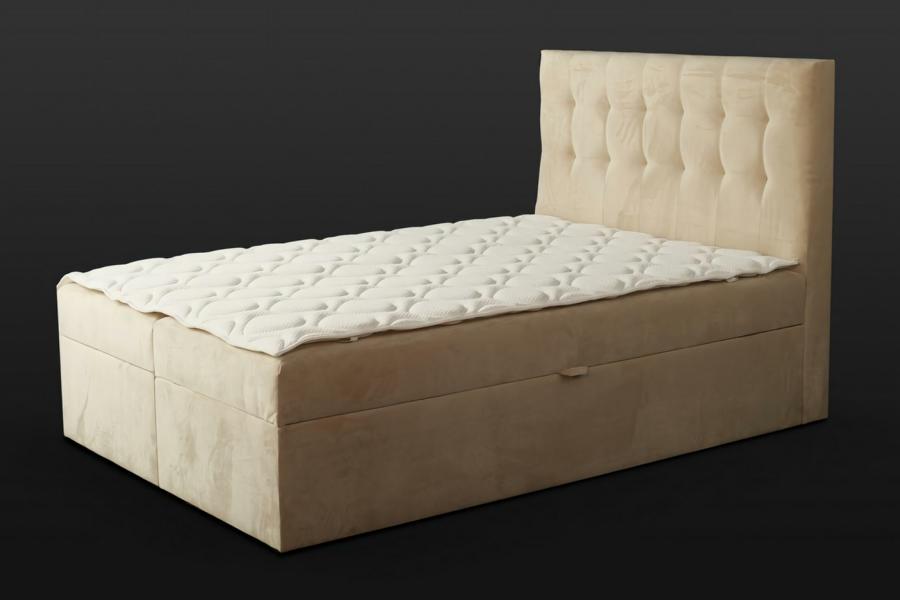 Double bed bedroom bed 180 cm mattress beige Chesterfield style wood