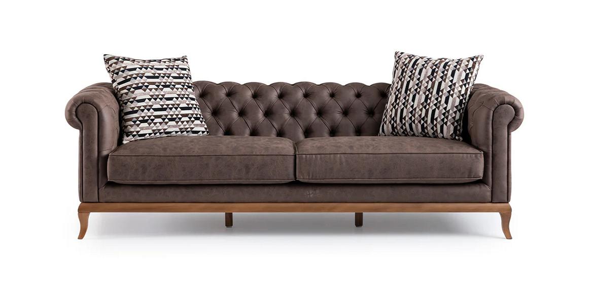 3-Seater Sofa 3-Person Couch Lounge Sofa Upholstered Sofa Faux Leather Chesterfield