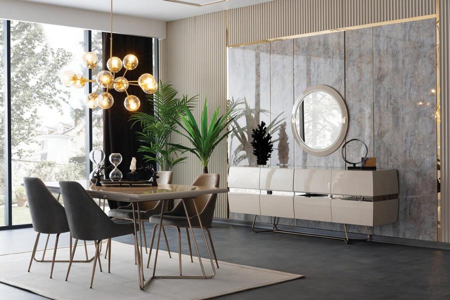 Dining group dining room group dining room dining table chairs sideboard mirror 7-piece set