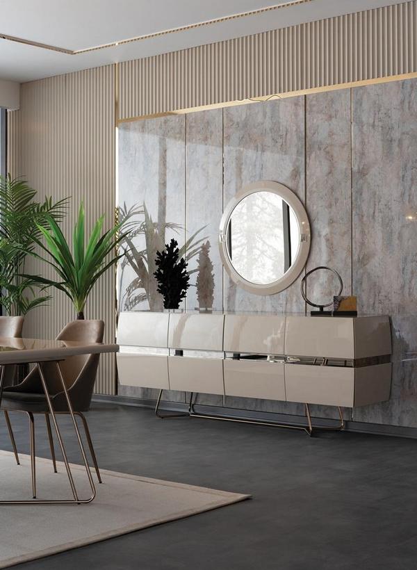 Sideboard Console Cabinet Living Room Cabinet Mirror Glossy