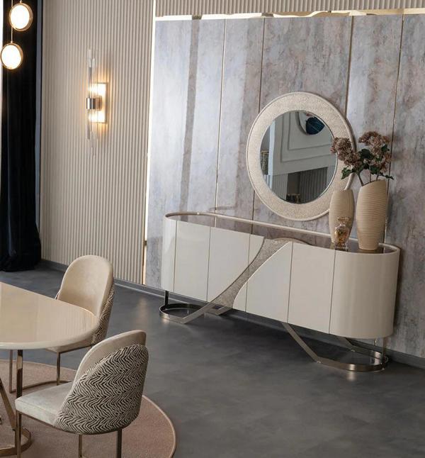 Dining Room Console Sideboard with Mirror Cabinet Mirrored