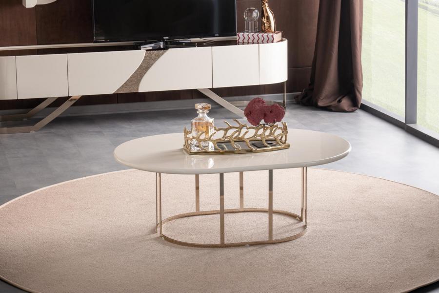 Luxury oval coffee table side table high gloss table