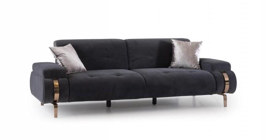 Luxury 3-Seater Sofa Chesterfield with Seat Depth Adjustment Stainless Steel