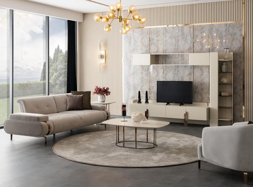 Living room sofa 3-seater coffee table sideboard wall cabinet bookshelf