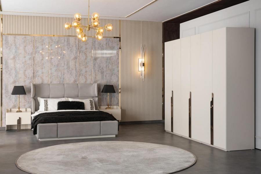 Bedroom set bed 2 nightstands wardrobe bedroom set 4 pieces.