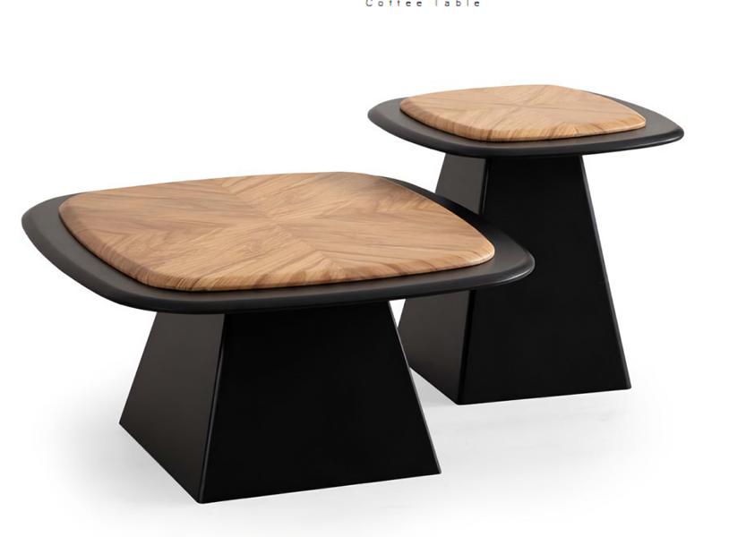 Designer Coffee Table Set – 2x Tables Wood, Modern Design 2-piece for Living Room