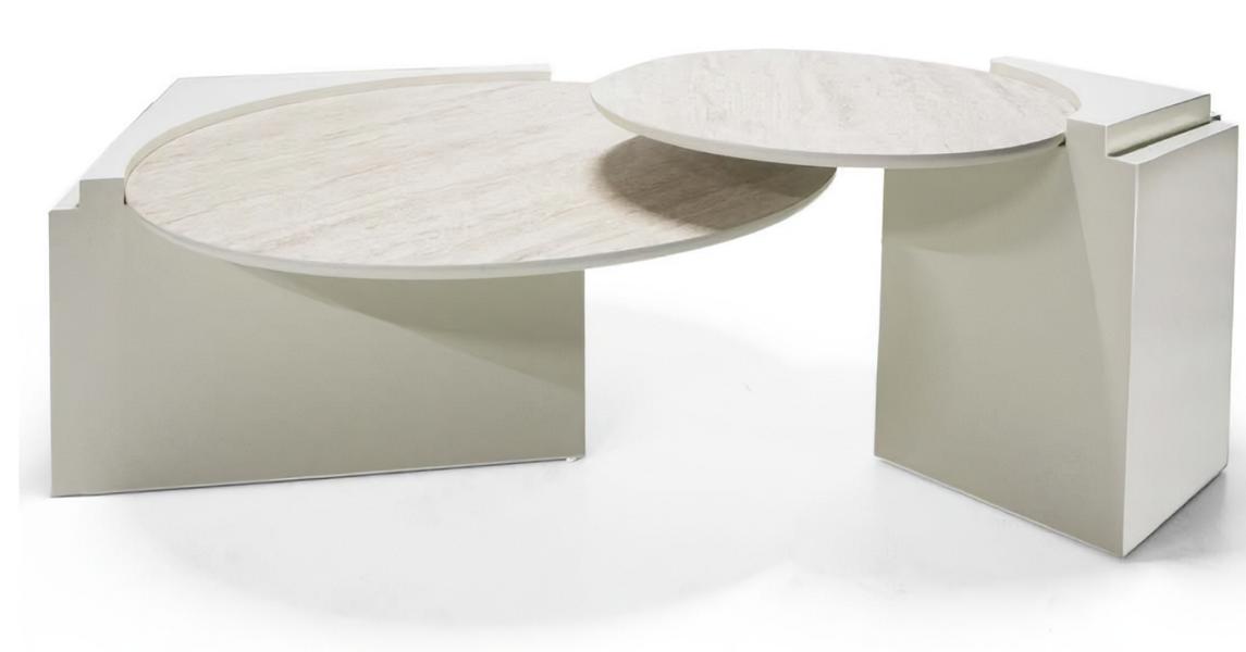 Modern luxury coffee table double set 2x round design tables for the living room.