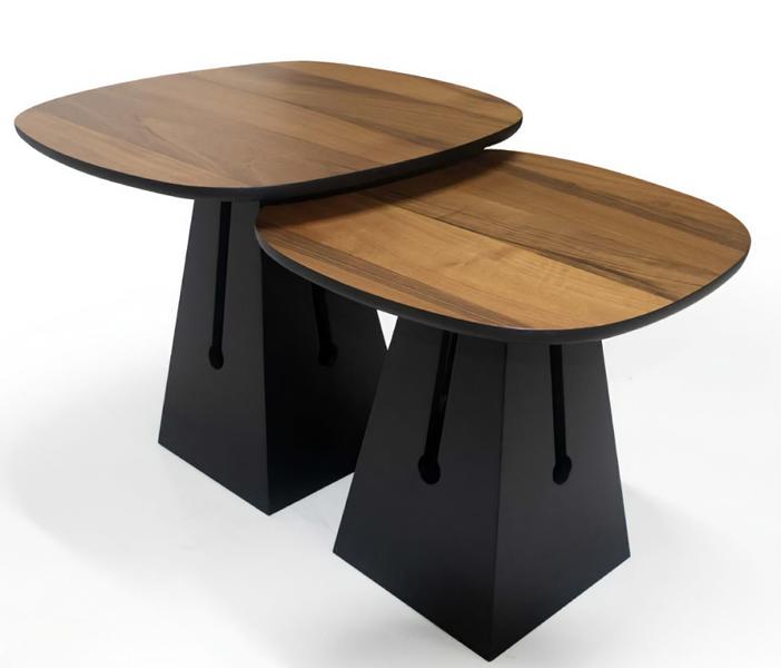 Set of 2 round designer coffee tables, stylish side tables.