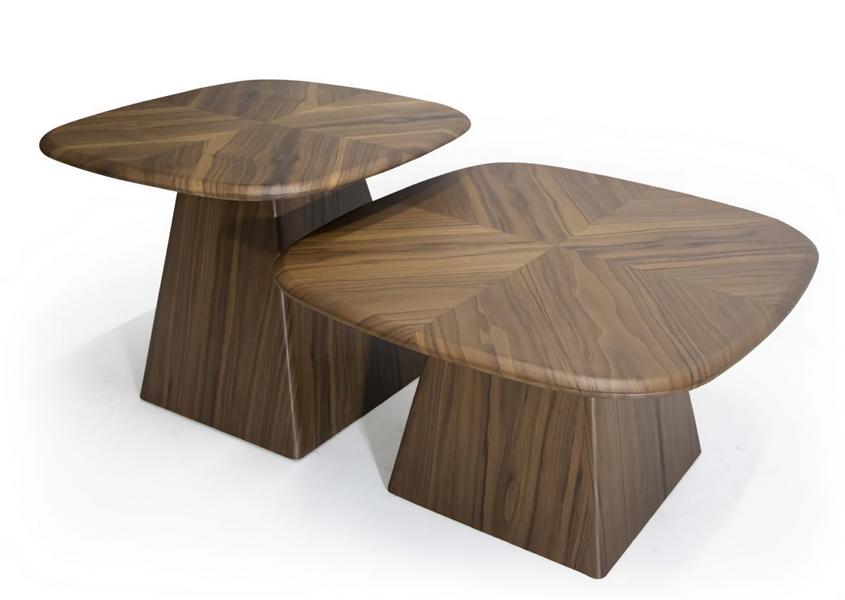 Designer coffee table set – 2-piece, wooden stylish furniture for modern living room.