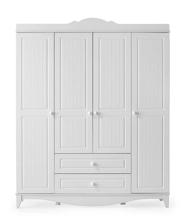 Wardrobe Elegant Four Doors Drawers Classic Design Stylish Furniture