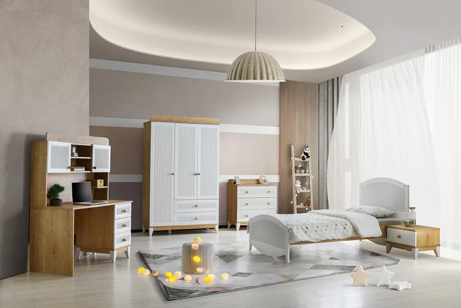 Design girls\' youth room set bed nightstand wardrobe bedroom 5-piece