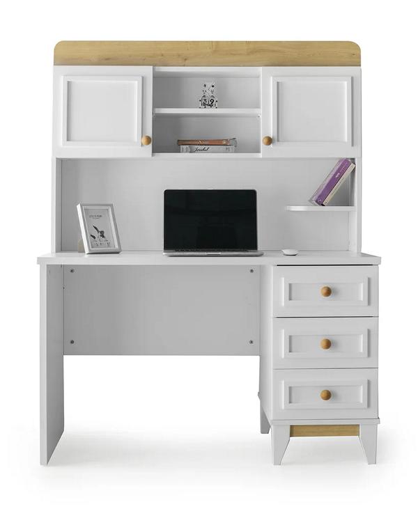 Modern desk for the children\'s room with a large workspace and storage space.