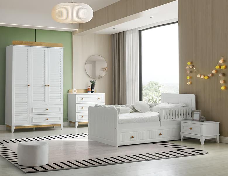 Bed bedside table chest of drawers wardrobe set children\'s room bedroom