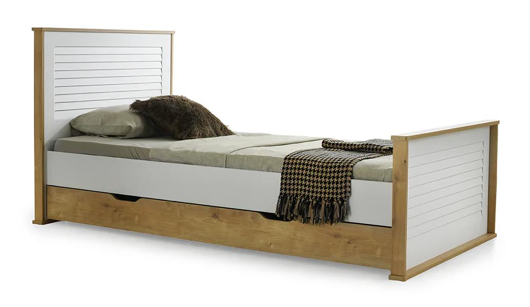 White single bed designer children\'s room furniture wooden bed