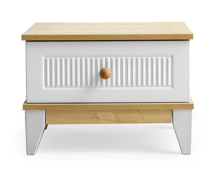 Stylish bedside table for the children\'s room with practical storage options.