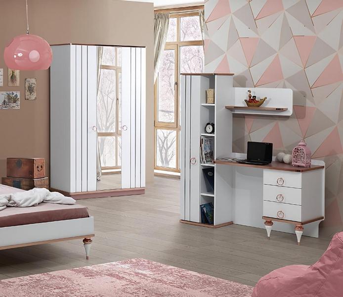 Wardrobe Desk Modern Design Elegant Accents White Children\'s Room