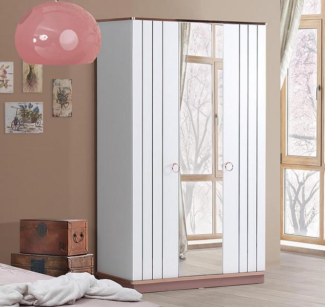Wardrobe white with mirror and modern accents elegant style design