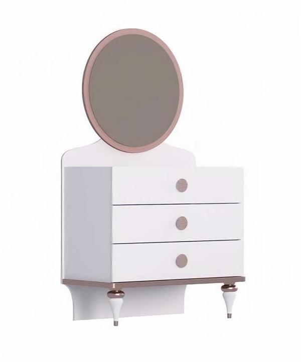 Chest of drawers with three drawers Modern design Elegant accents White Children\'s room