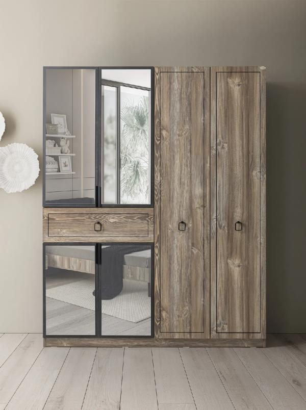 Wardrobe mirror storage black clothing practical storage furniture