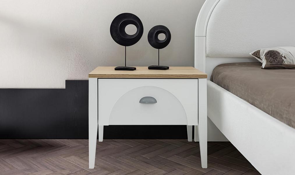 Modern nightstand wood surface stylish design white bedroom furniture