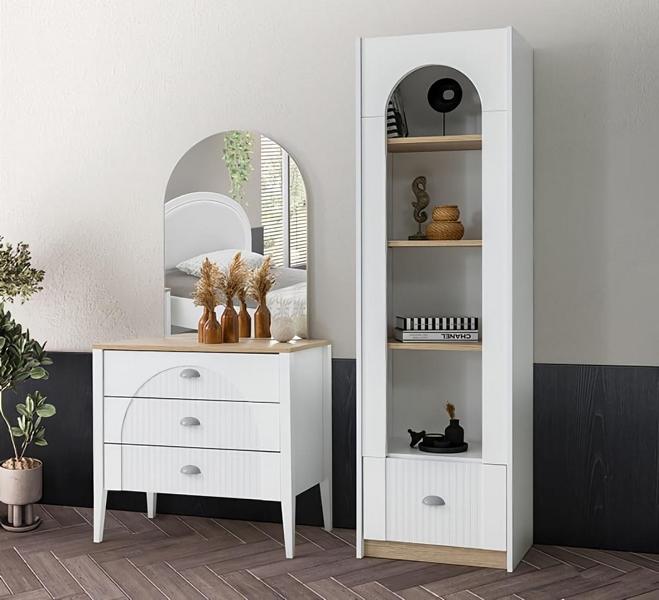 Stylish dresser bookshelf set modern design white elegant living furniture