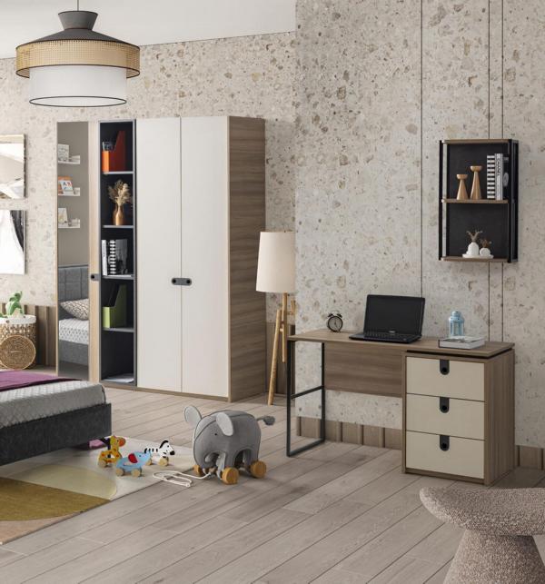 Space-saving furniture set wardrobe desk modern design living style