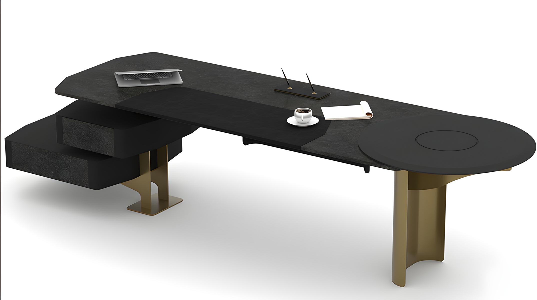 Luxury executive desk workspace office equipment office furniture gold