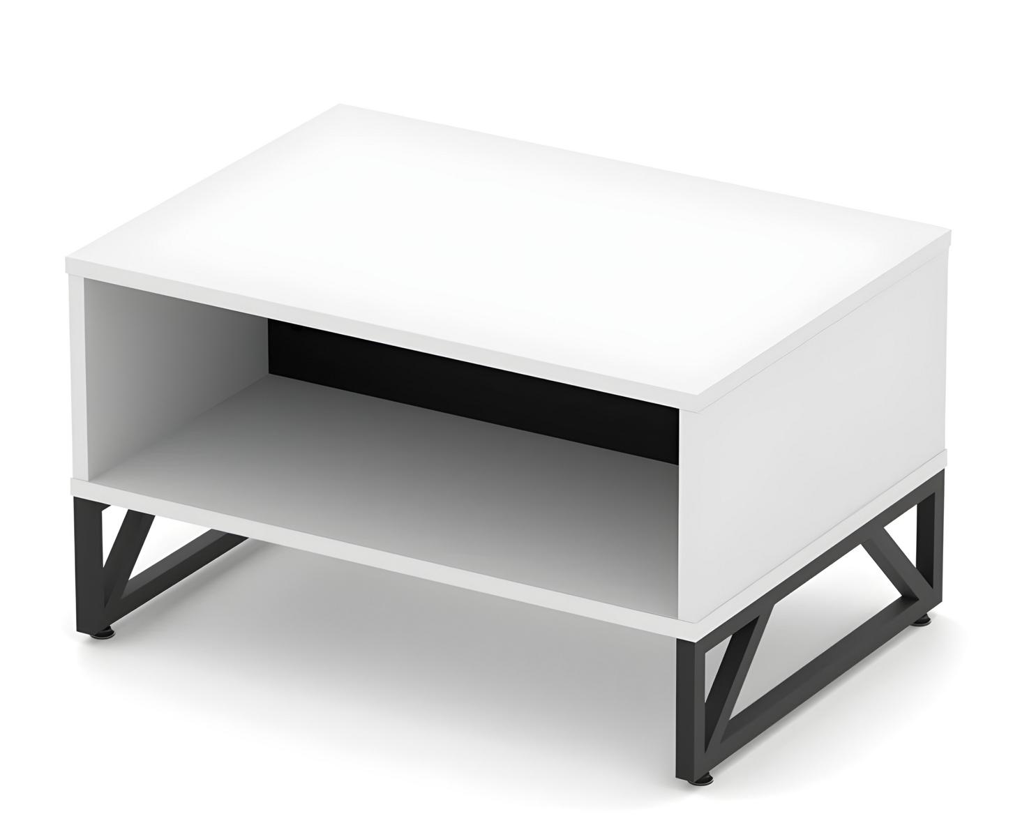 Coffee table side table study desk white-black with storage space