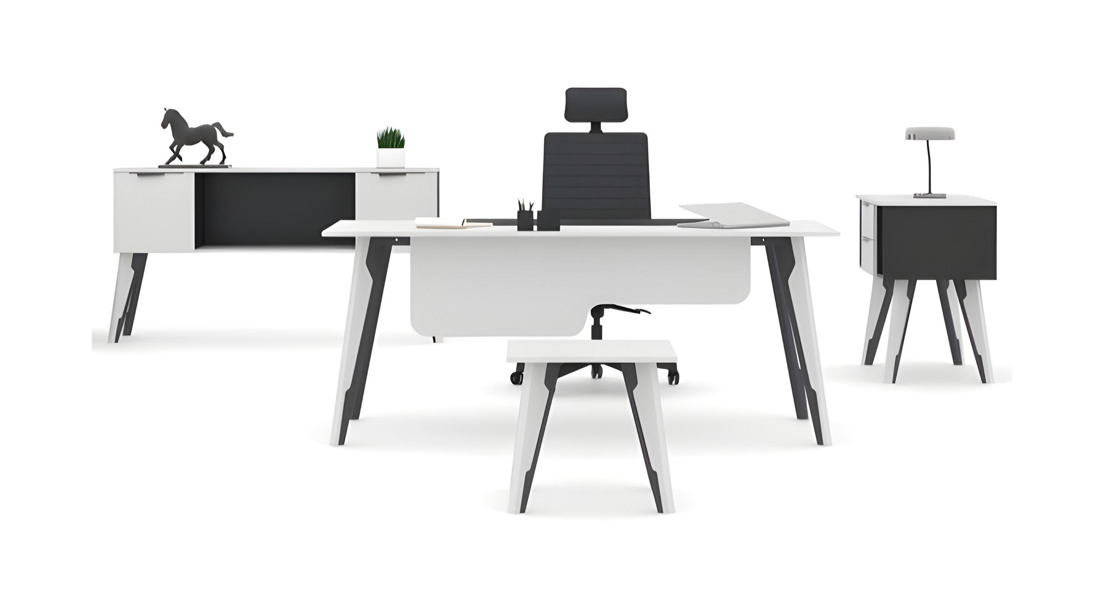 Home office desk office cabinet dresser coffee table white-black